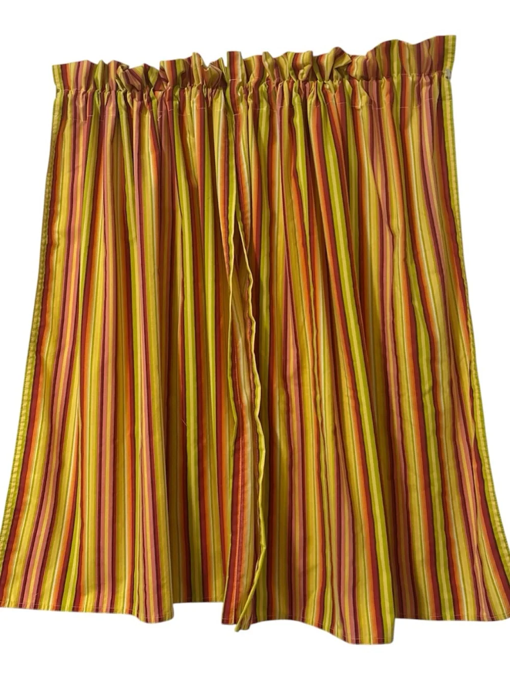 Vibrant Striped Curtain Panels in Yellow, Orange & Pink - handmade new